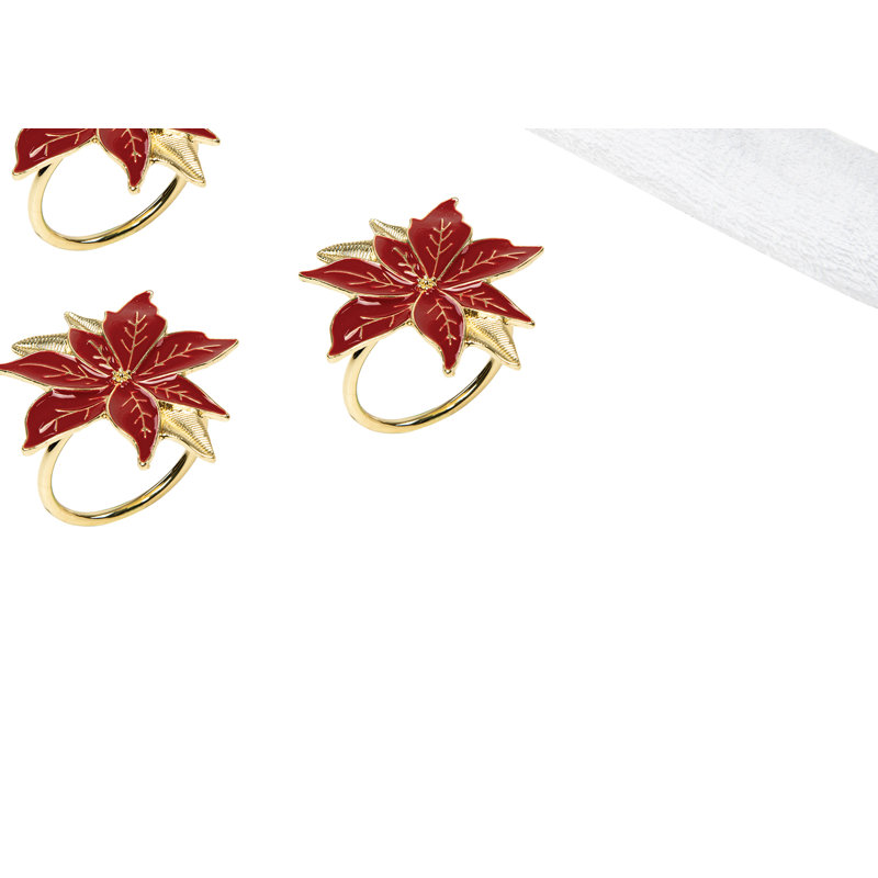 Ensemble de 4 serviettes de table en poinsettia rouge