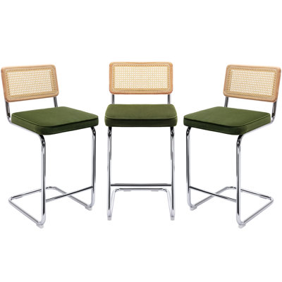 Upholstered 25.6" Velvet Counter Stool With Frame