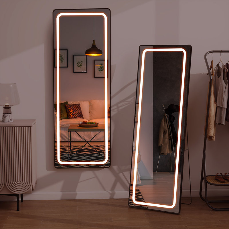 Dimmable LED Full Length Mirror with Aluminum Alloy Frame , 64" x 21"