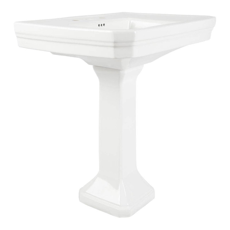 Lavabo sur pied 32 pouces - Perceuse à robinet 8 pouces - Blanc