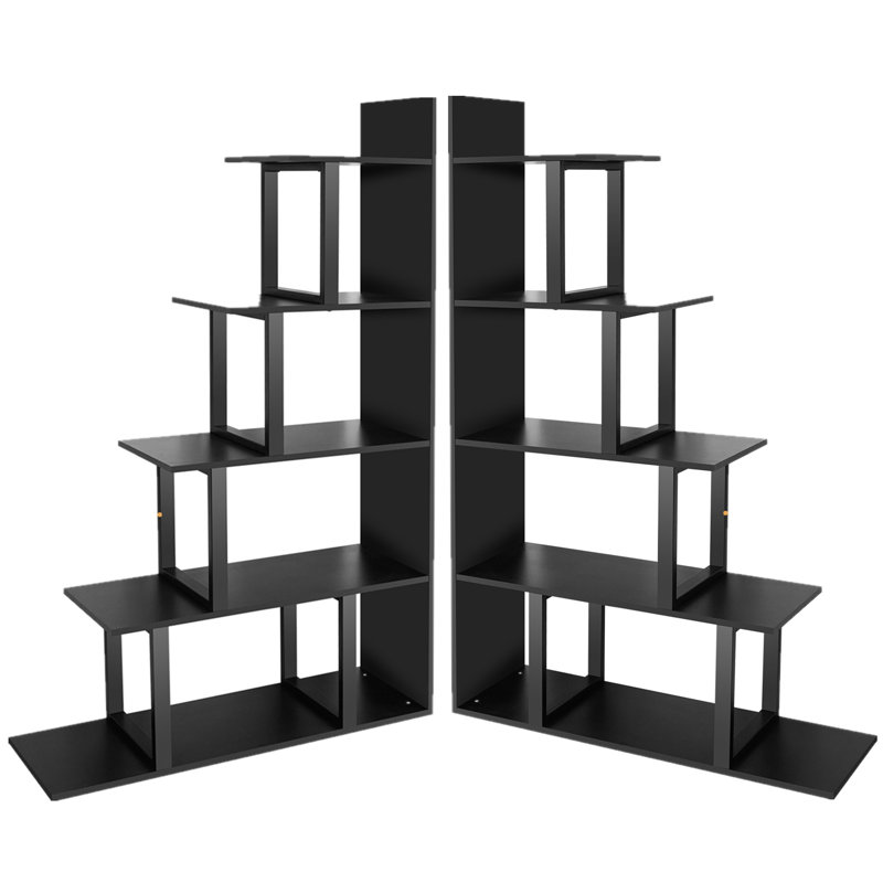 Amill Corner Shelf Unit，Set of 2 Ladder Shelving Unit, Black