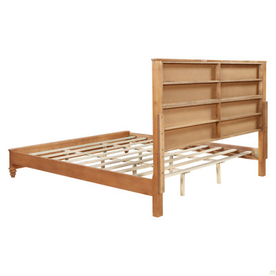 Base de lit en bois massif, lit plateforme très grand avec tête de lit, tête de lit haute en bois naturel, aucun sommier requis, naturel