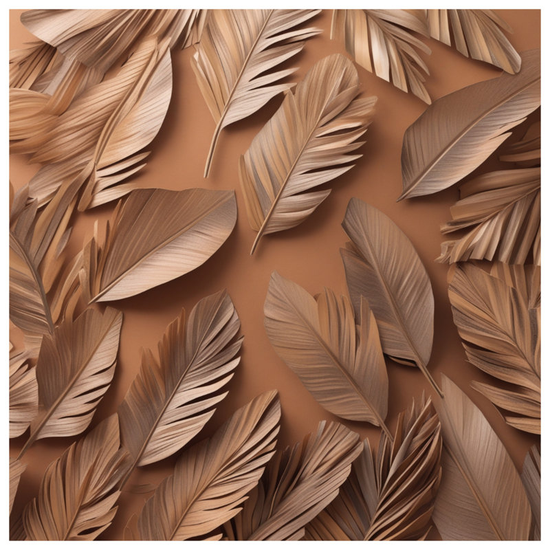 Tapisserie murale feuilles de palmier bronze, H 104 po x 88 avec 4 œillets
