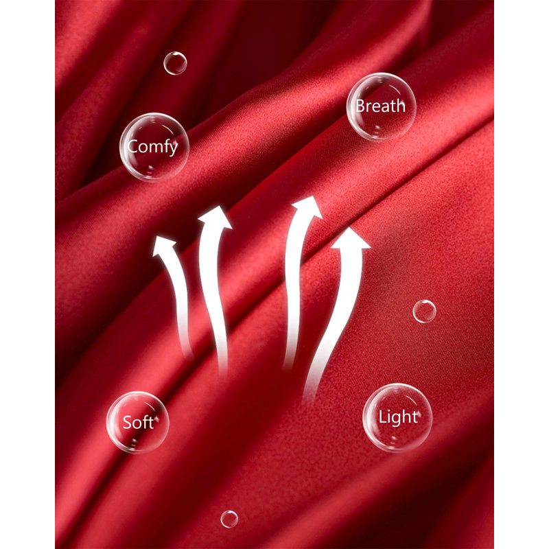 Renta Satin Above Knee Bathrobe, M, Red