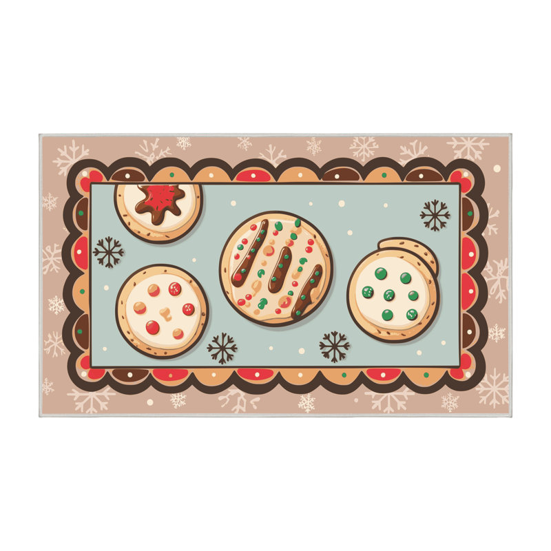 Tapis de vacances The Holiday Aisle® Cookies, Rectangle 4pi x 6 pi