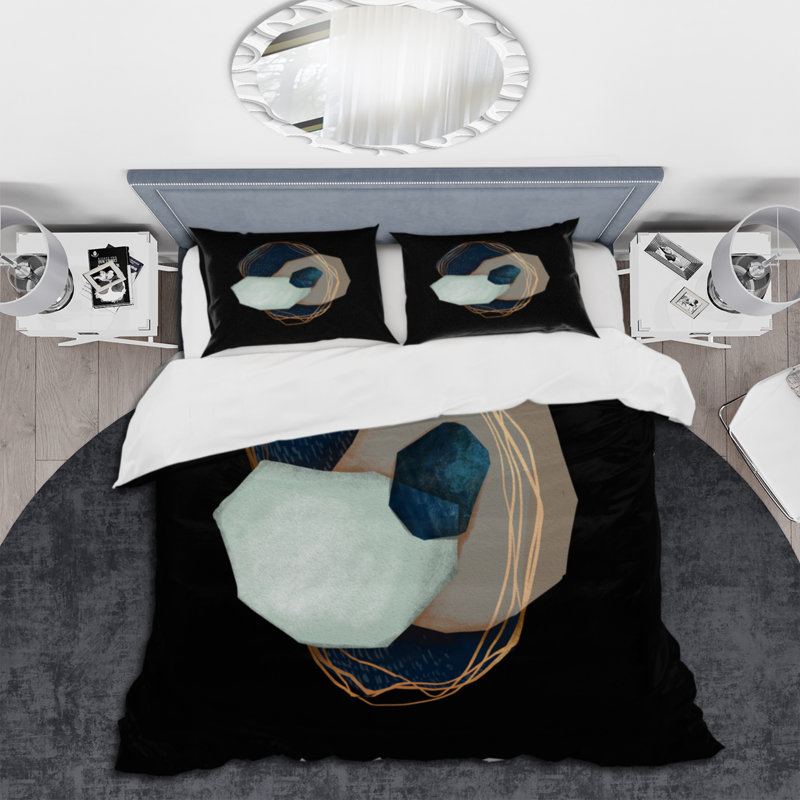 Geometric Galactic Stones II - Ensemble de housse de couette moderne - Microfibre de polyester