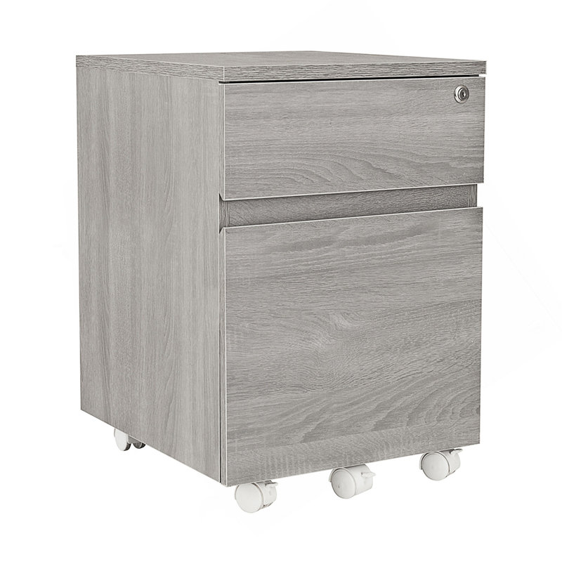 Rolling Two Drawer Vertical Filing Cabinet With Lock And Storage