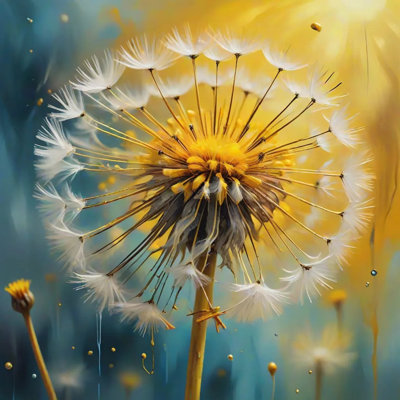 Golden Drift - pissenlit, reproduction sur toile
