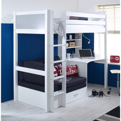 Solorzano European Single (90 x 200cm) High Sleeper Loft Bed Bed with Bookcase