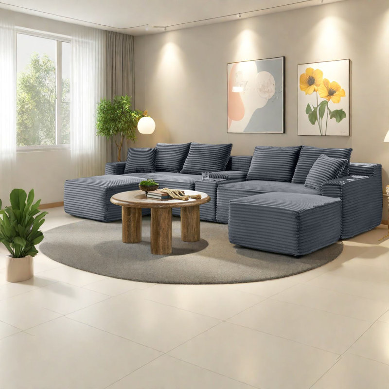 Canapés modulaires polyvalents avec USB, velours côtelé doux, idéal pour les maisons modernes