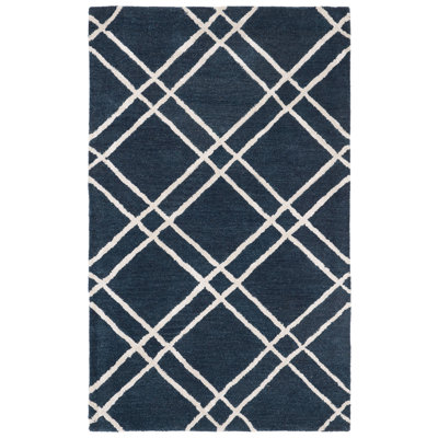 Milroy Hand-Tufted Wool Navy Area Rug