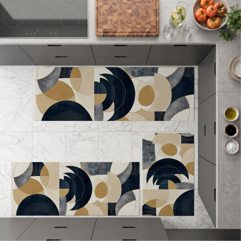 Tapis de cuisine géométriques abstraits et lavables antidérapants