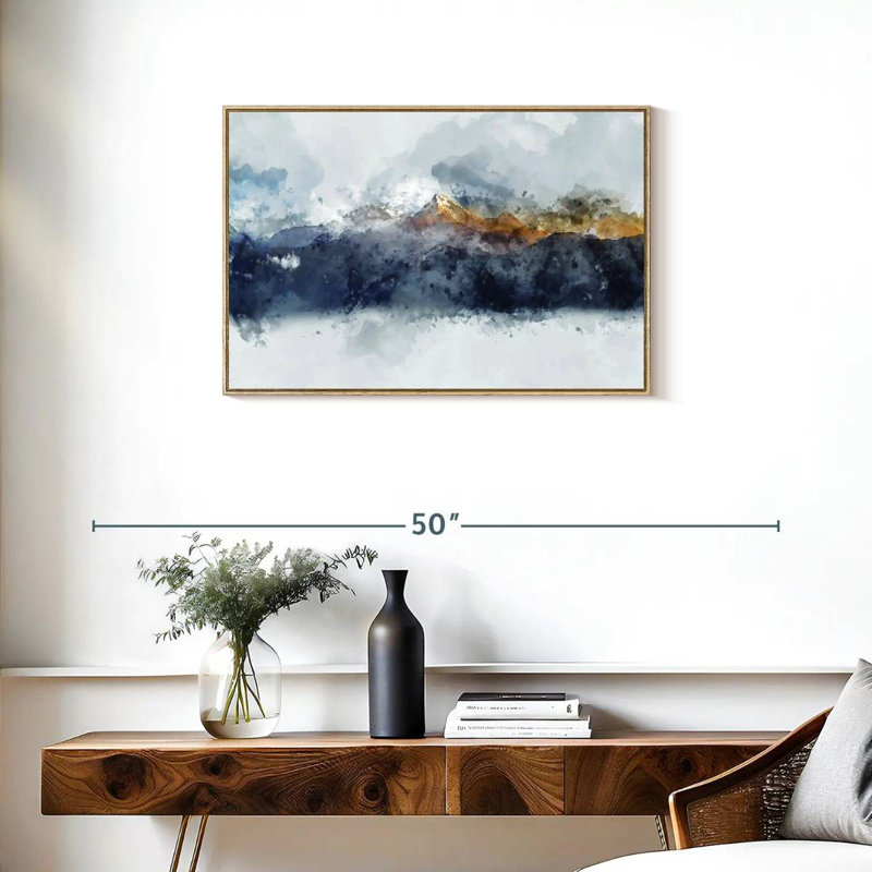 Montagnes de rêve, Cadre flottant en bois naturel, 31 po x 21 po