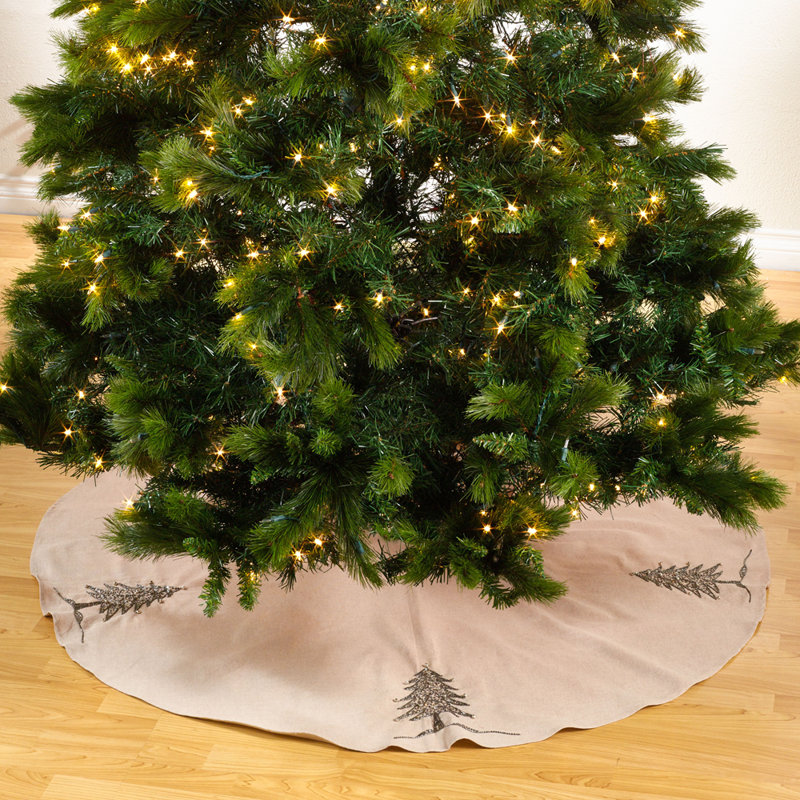 Jupe d'arbre de Noël ornée de perles dorées 53 po, L 53 po, Doré