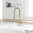 Hands Automatic Smart Faucet - Touchless With Modern Pull Down In Brushed Gold For Convenient Kitchen Use Stainless Steel 2-Inch Sensing Distance &