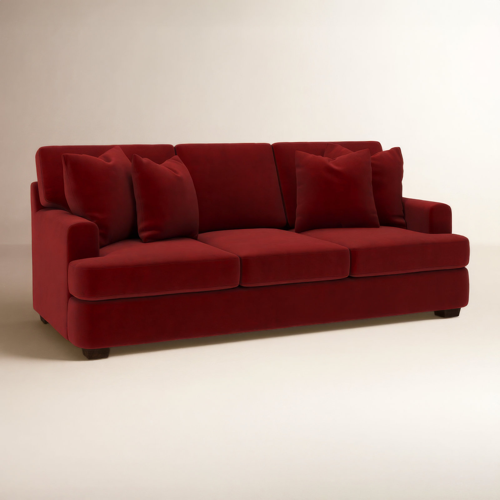Emilio 90'' Upholstered Sofa, Bella Ruby Performance Velvet
