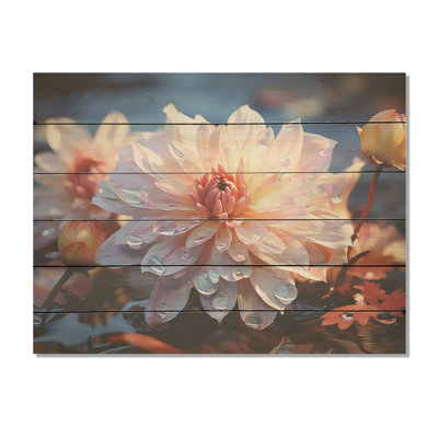 Ponk Dahlia Elegance - art mural en bois de dahlia sur bois de pin naturel