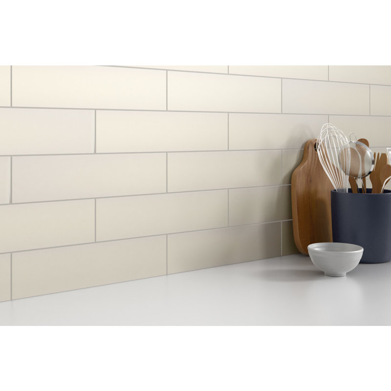 Catch Taupe 4 in. x 16 in. Matte Ceramic Wall Tile (10.83 sq. ft./Case), Ivory