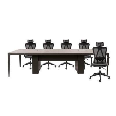 Table de réunion avec chaises de bureau pour 6 personnes Eaen (orme)
