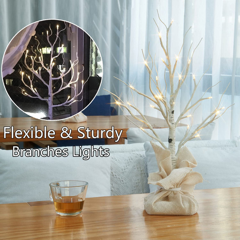 Lighted Birch Tree Set for Home Decor