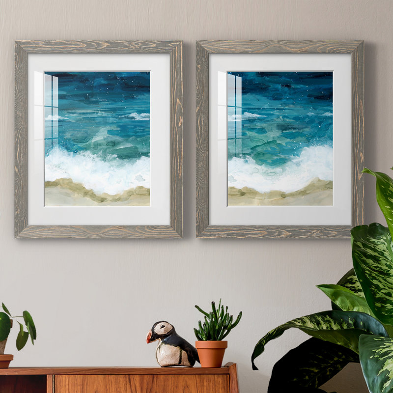 Shatter Waved I - ensemble de 2 peintures encadrées, Blanc, H 17 po x l 20 po x P 1 po