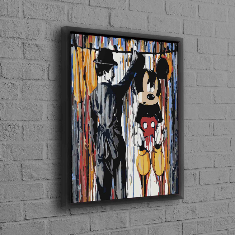 Charlie Chaplin And Mickey Mouse Featured In A Graffiti Canvas Print Evoking Contemporary Artwork Sensibilities