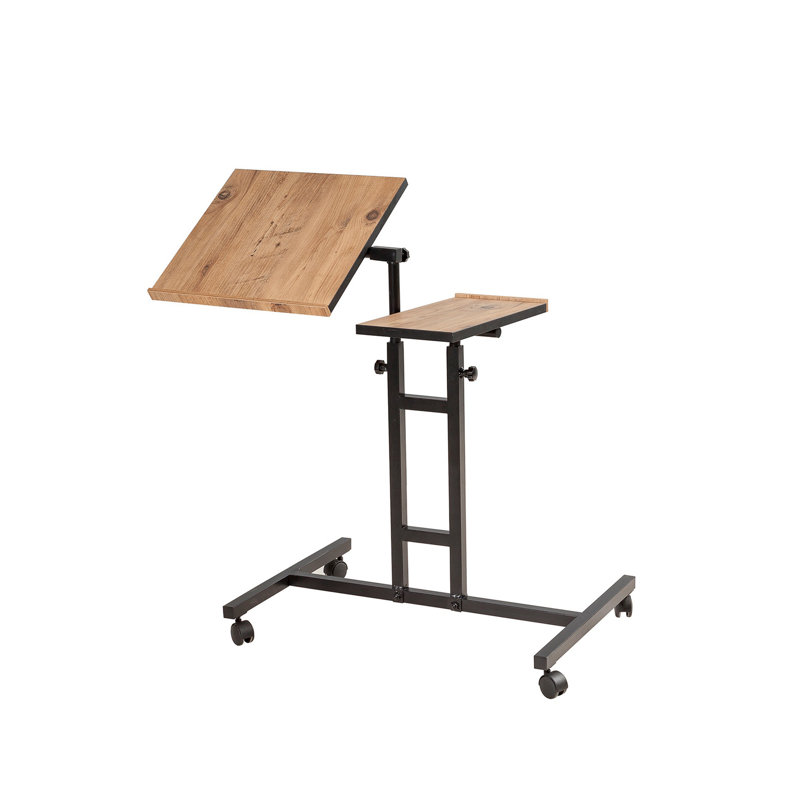Modern Adjustable Laptop Standing Desk, Atlantic Pine & Black, 26.4 x 34.3 x 15.8 inches | 100% Melamine Coated Particle Board, Metal Frame | Wheeled Legs, Adjustable Height, Maximum Load 17.6 lbs, Multipurpose Design