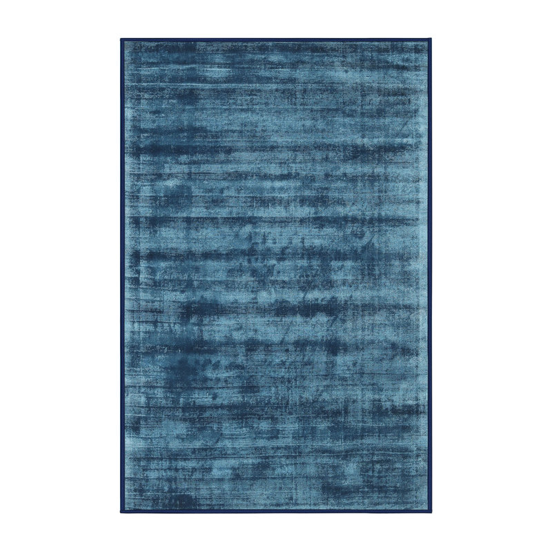 Tapis contemporain bleu foncé, Rectangle 7 pi x 9 pi