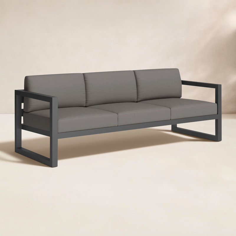 Smith 84" Outdoor Sofa with Sunbrella Cushions, Canvas Charcoal Sunbrella® Canvas, Slate