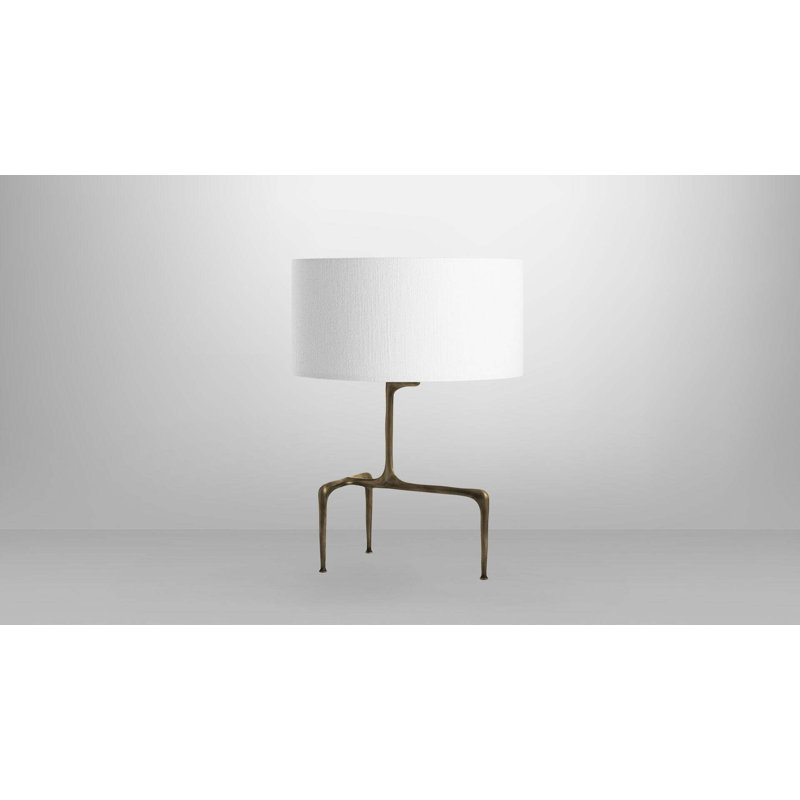 Braque Tripod Table Lamp, Antique Bronze, Dove Gray
