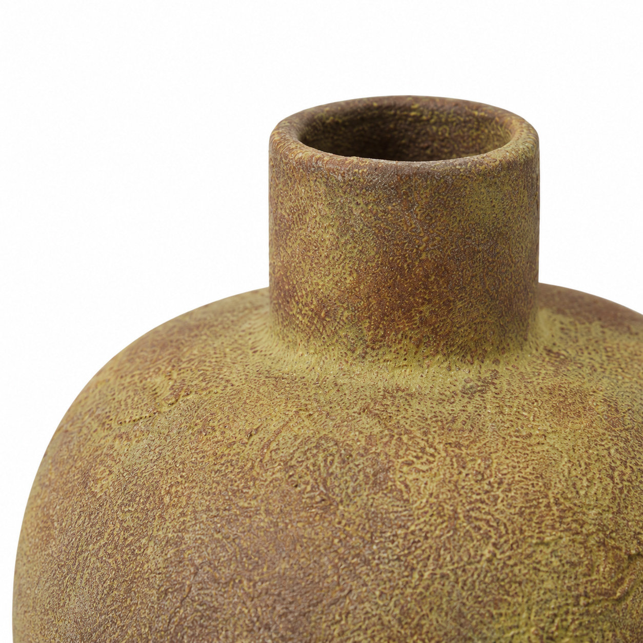 Cole and Ceramic Wide Textured Decorative Vase with Brown Accents, Red