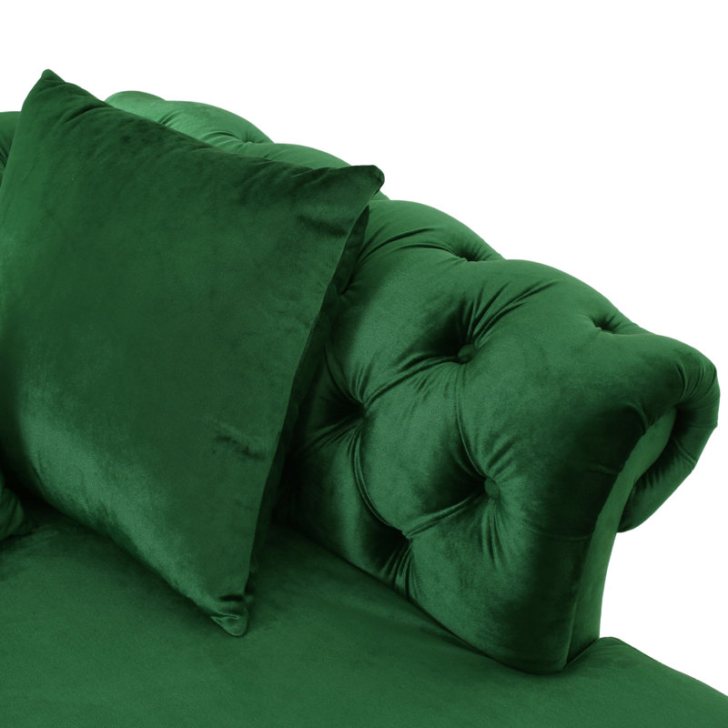 Chaise longue capitonnée à deux accoudoirs, Vert