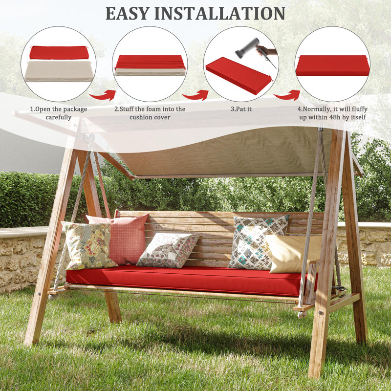 Outdoor Bench Cushion 60 X 18 X 3 Inch Indoor And Outdoor Seat Cushions, 60" W x 18" D, Red