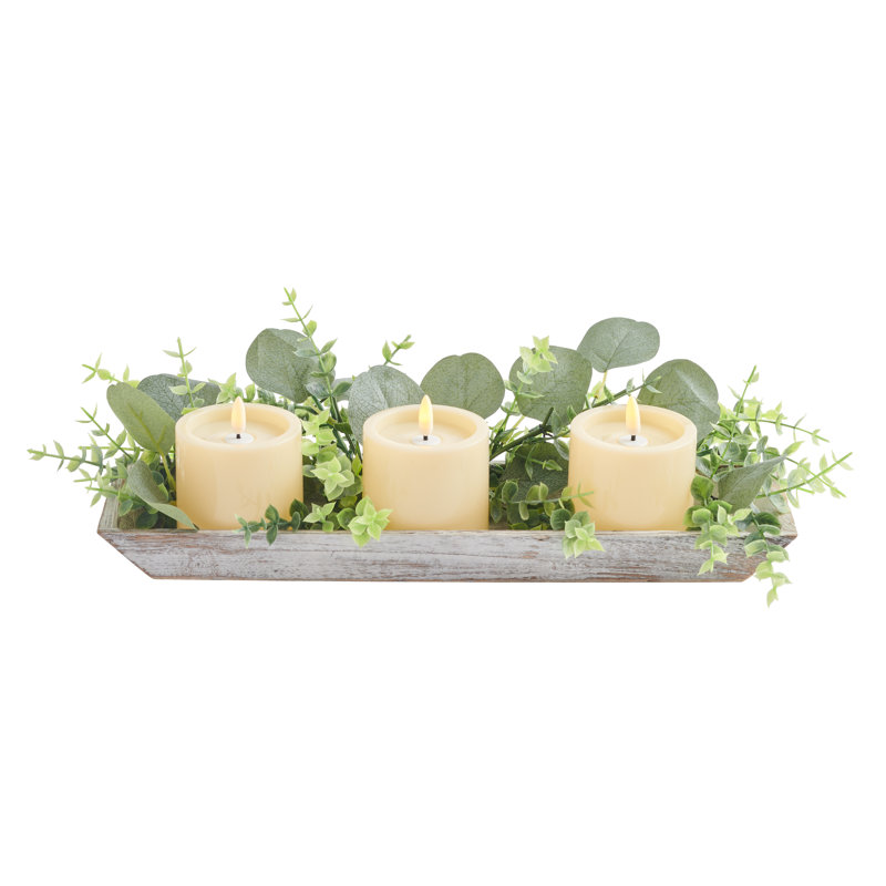 Sea Treasures Votive Tray, Ivory, 4.33" H x 15.75" W x 4.33" D