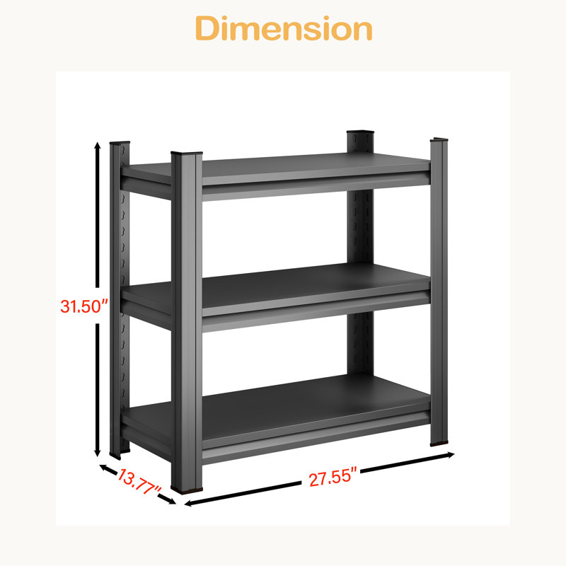 Tablette en métal à 3 niveaux, tablette autoportante haute de 31,50 pouces, unité de séparation réglable, convient à la maison, au bureau, au coin-détente, à la cuisine, au salon, etc., besoin d'assemblage