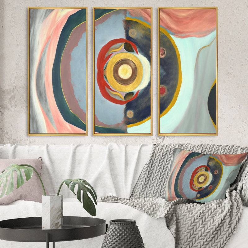 Mystic Terra Rosa Wisdom V - 3 pièces sur toile, H 28 po x l 36 po x P 1 po, Toile avec cadre doré