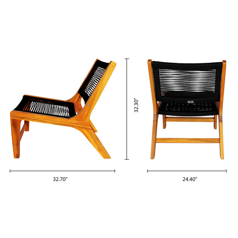 Chaise de patio en bois avec repose-pieds Papillon