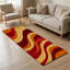 Tapis de couloir de cuisine moderne et abstrait, motif de vagues rétro rouge-orange et jaune, long tapis antidérapant pour la cuisine, le couloir, la salle de lavage et le vestibule