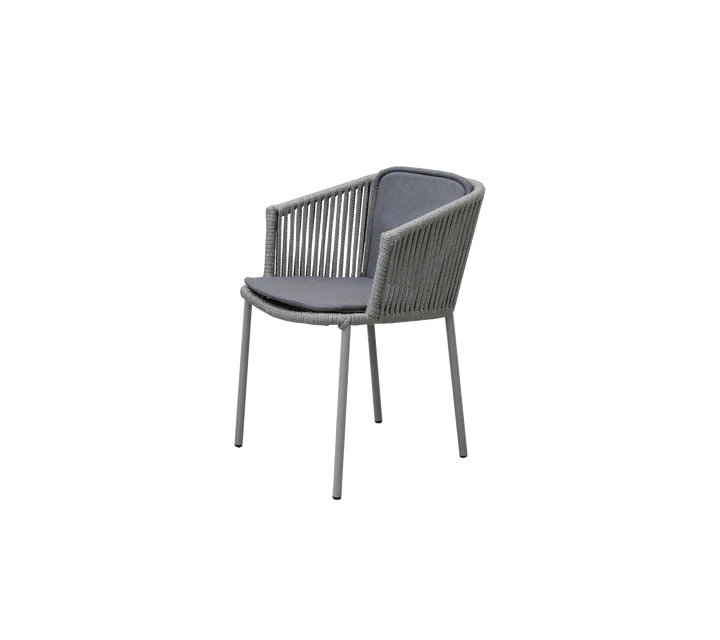 Moments Stacking Patio Dining Armchair with Cushion, Gray