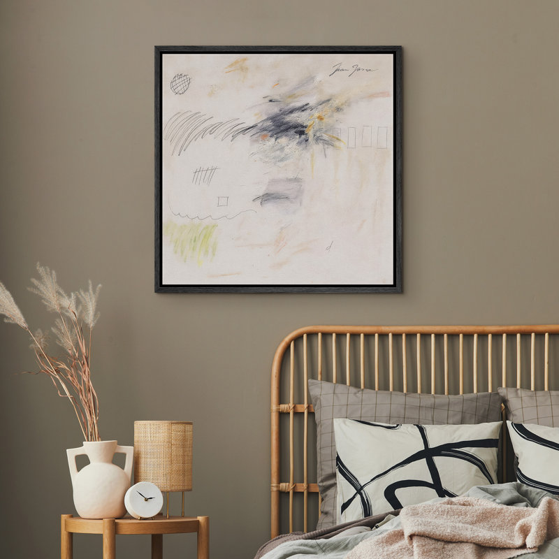Framed Canvas Wall Art Abstract Print for Living Room Decor, 16.8" H x 16.8" W, Framed Print without Mat, Black