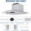 Hotte de cuisine, fixation murale pour hotte de cuisine, hotte de cuisine en acier inoxydable, convertible à conduit / sans conduit de 450 pi³ / min, contrôle tactile et tactile à 3 vitesses, lumière DEL, ventilateur d'extraction silencieux