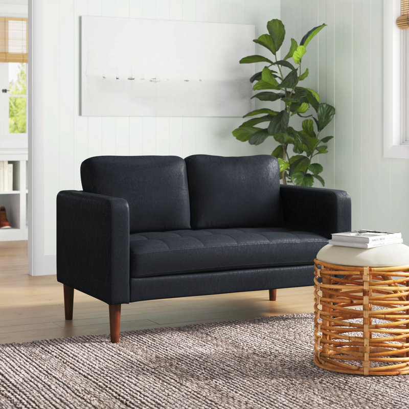 Jordy 54.5'' Faux Leather Loveseat, Black