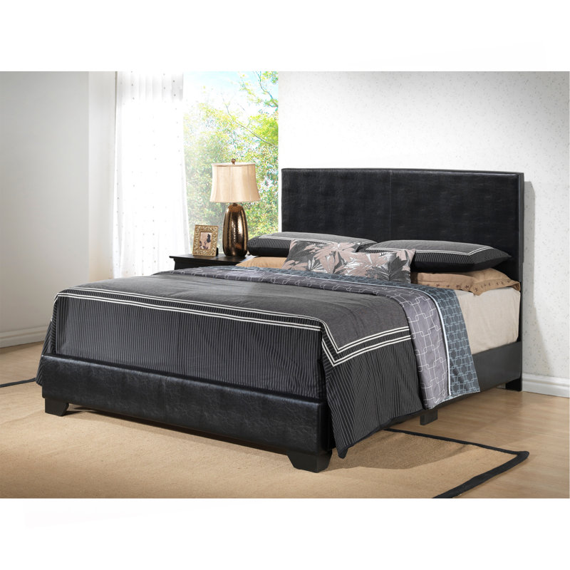 Upholstered Low Profile Standard Bed, Twin, Black 1