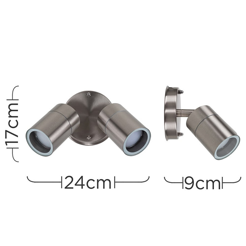 Timera Stainless Steel 2 - Bulb Outdoor Armed Sconce, No