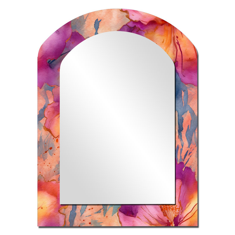 Hibiscus mauve orange mauve - Hibiscus, miroir asymétrique, 34 po x 25 po