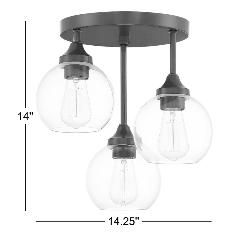 Plafonnier encastré 3 lumières 14,25 po Glenda, Nickel brossé
