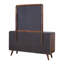 Commode 6 tiroirs avec miroir noyer foncé