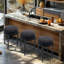 Tabouret de bar 24 po, 24 po, tabouret rond de hauteur comptoir avec structure et repose-pieds en métal noir, siège doux pour îlot de cuisine inspiré de la laine d'agneau-82009065