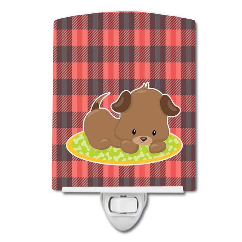 Puppy on Gingham Ceramic Night Light