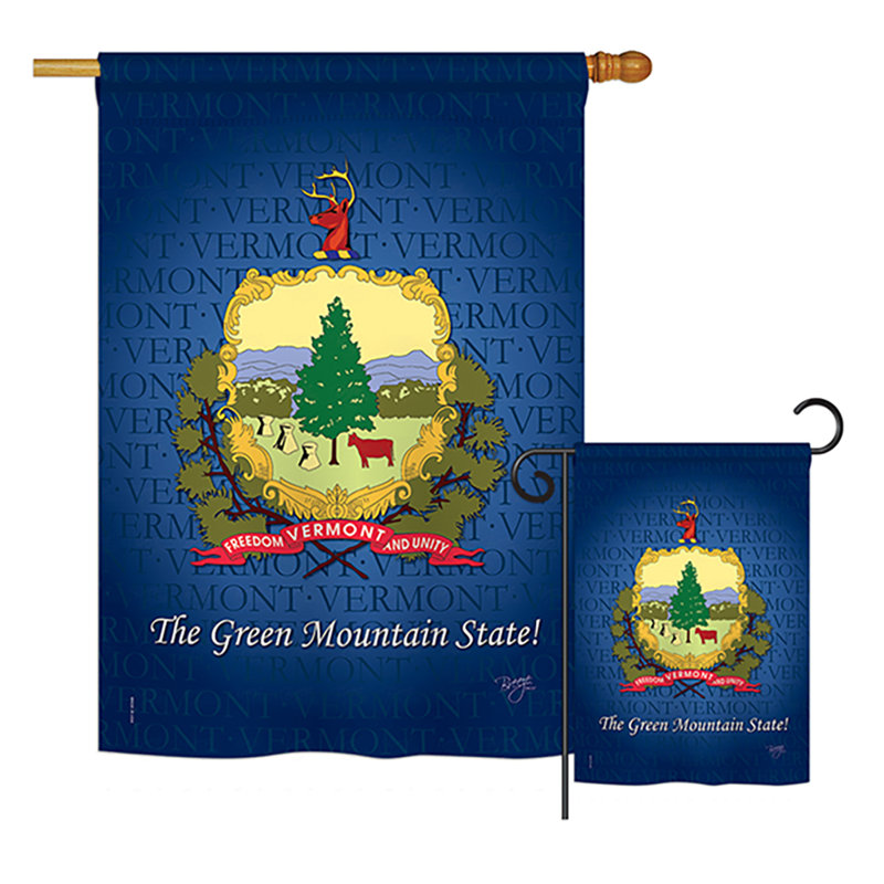 Ensemble de 2 drapeaux en polyester vertical 2 côtés american statements, Vermont